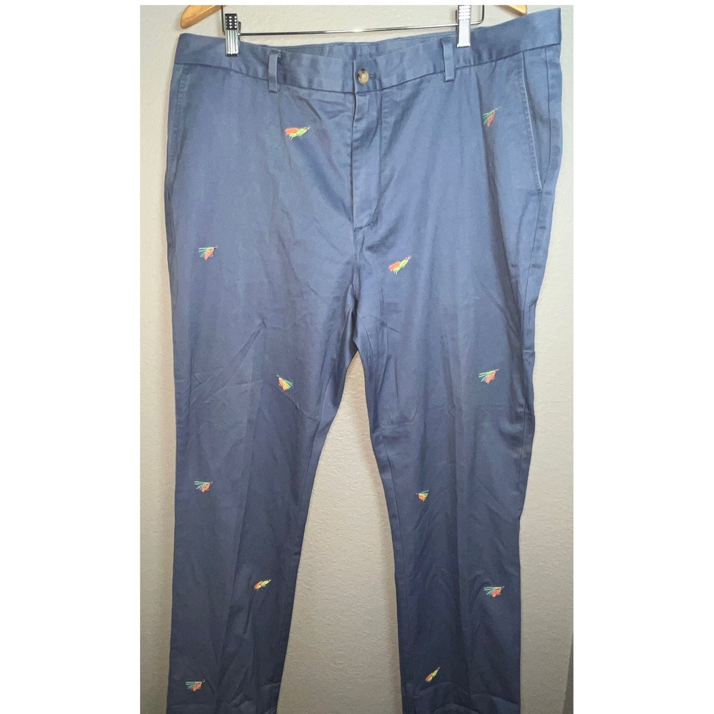 Vineyard Vines Mens 40x32 Blue Embroidered Fish Fly Breaker Pants Chino